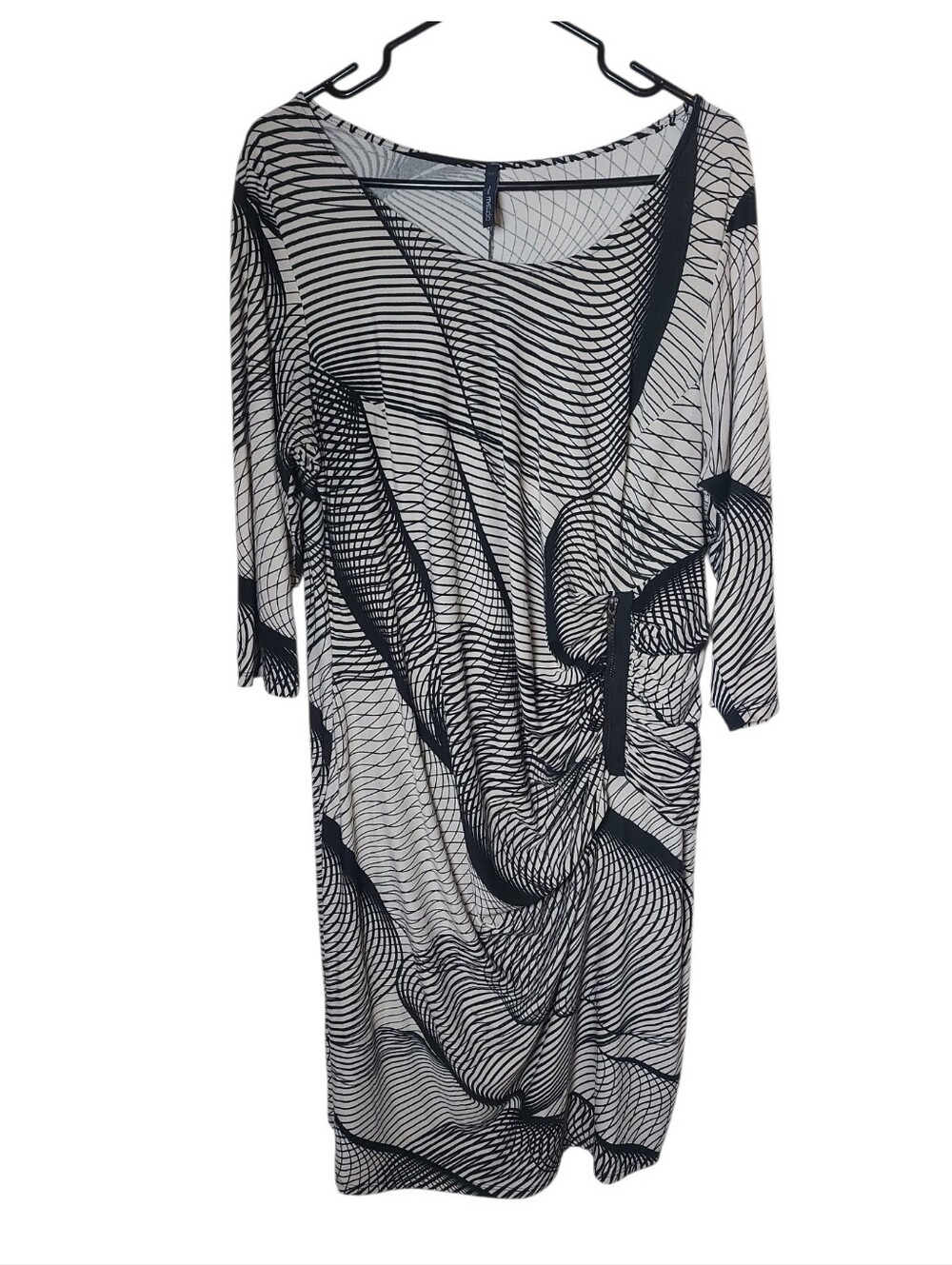 M.Studio Collection Line Work Stretch Dress With Zipper Detail